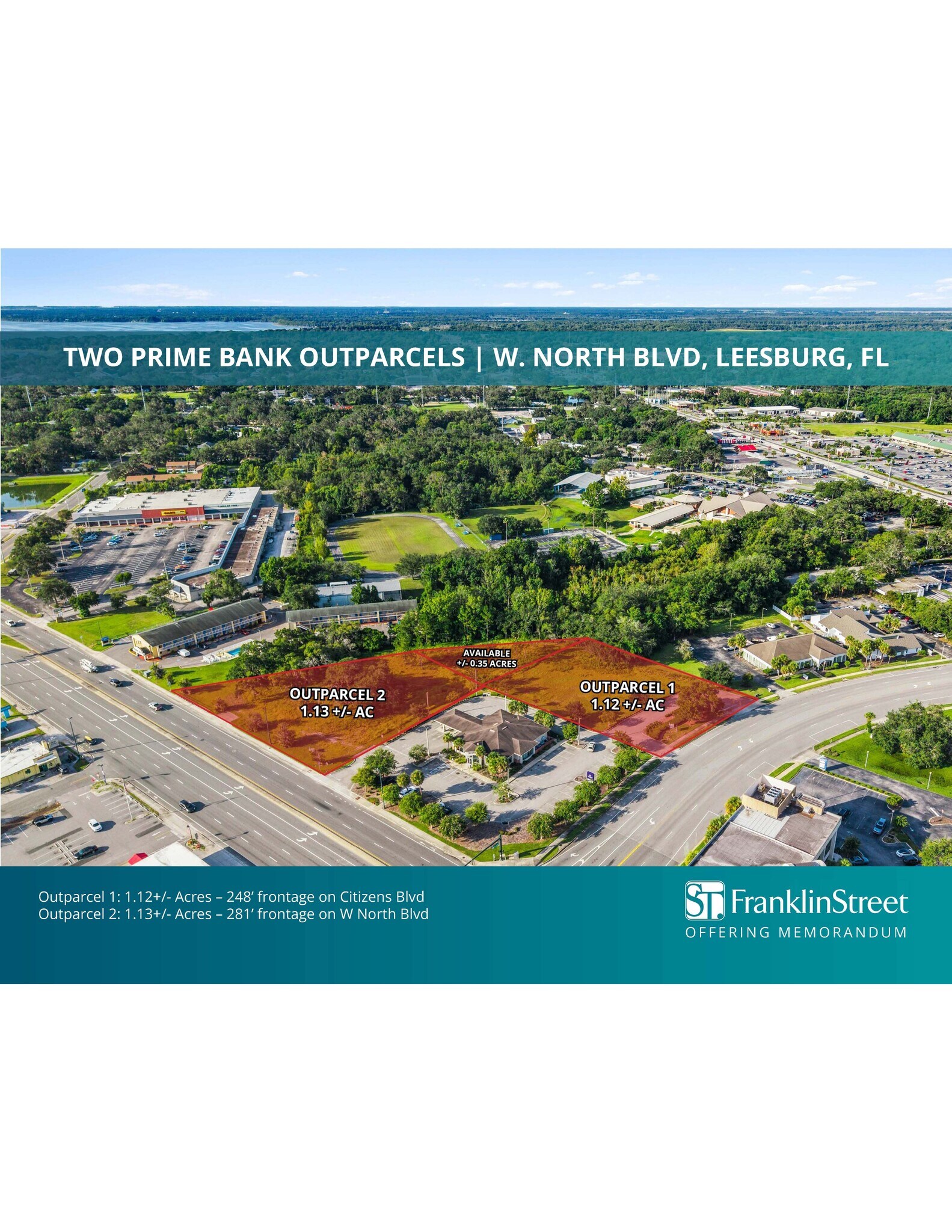 W NORTH BLVD, LEESBURG, FL  OUT PARCELS portefeuille de 2 propriétés à vendre sur LoopNet.ca Aérien- Image 1 de 10