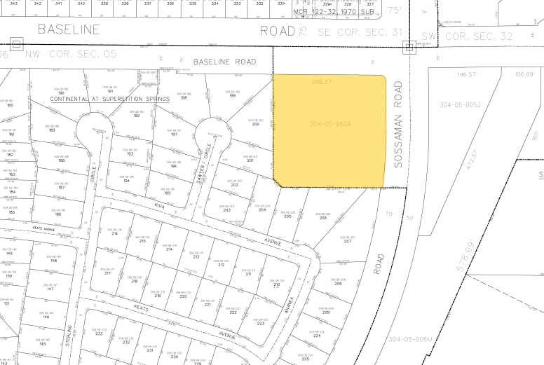 7561 E Baseline Rd, Mesa, AZ for lease - Plat Map - Image 2 of 10