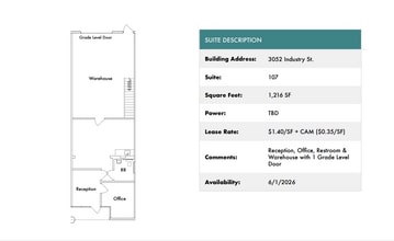 3025 Industry St, Oceanside, CA à louer Plan d’étage- Image 1 de 1