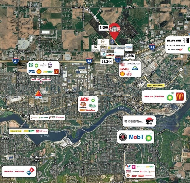 State Road 55 & Interstate 41, Kaukauna, WI for sale - Aerial - Image 2 of 2