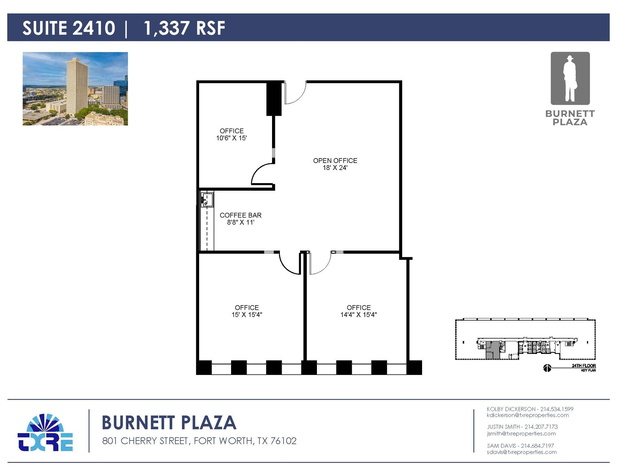 801 Cherry St, Fort Worth, TX à louer Plan d’étage- Image 1 de 1