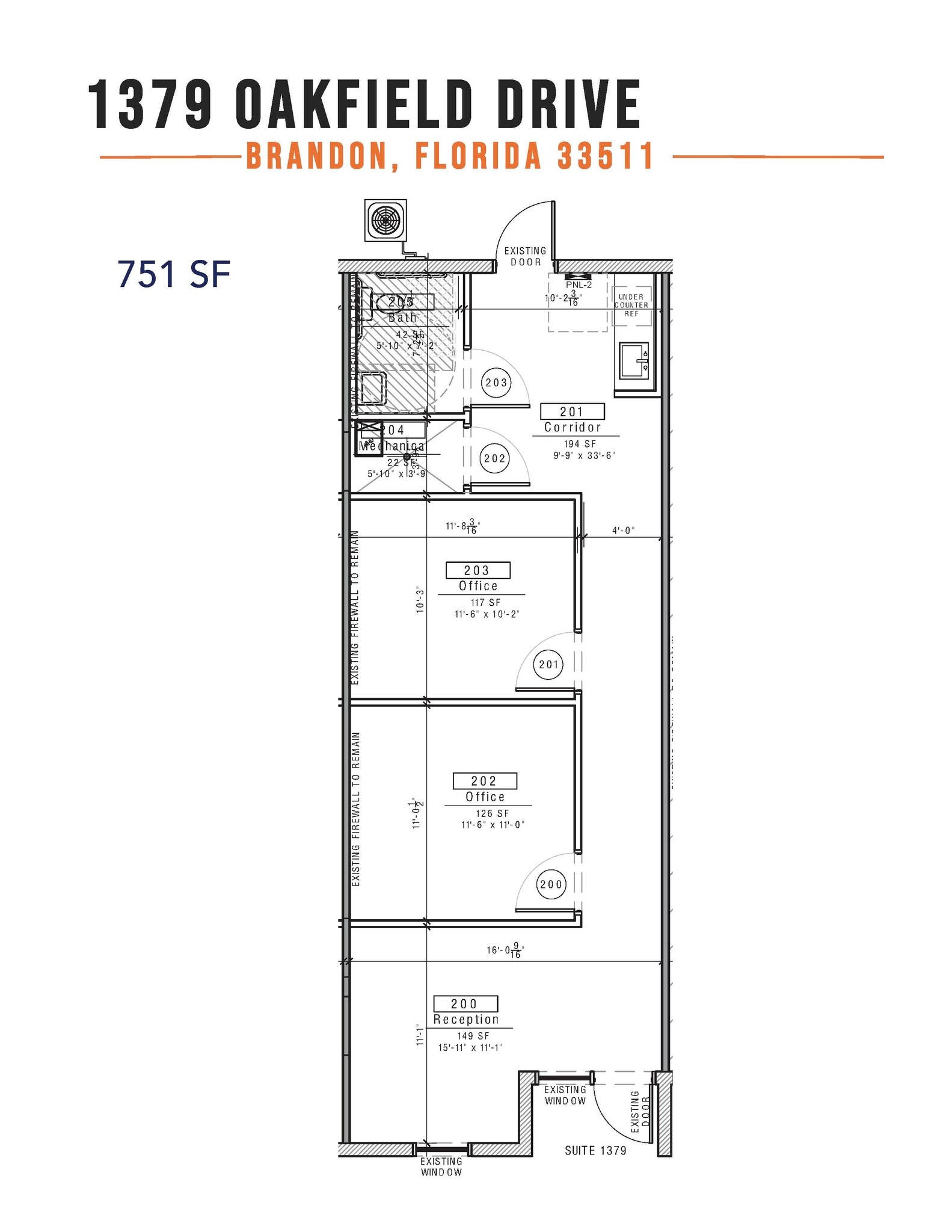 1387-1399 Oakfield Dr, Brandon, FL à louer Plan d’étage- Image 1 de 1