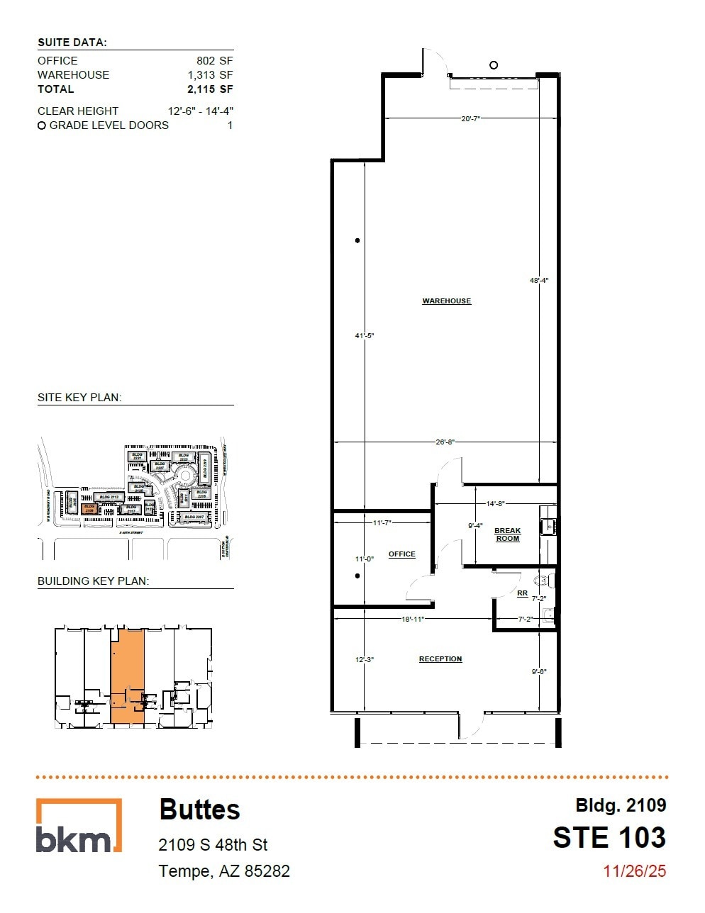 2105 S 48th St, Tempe, AZ for lease Floor Plan- Image 1 of 2