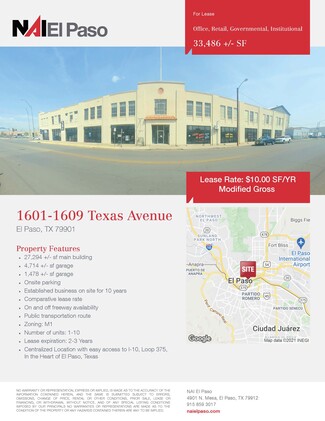 Plus de détails pour 1601 Texas Ave, El Paso, TX - Flex à vendre