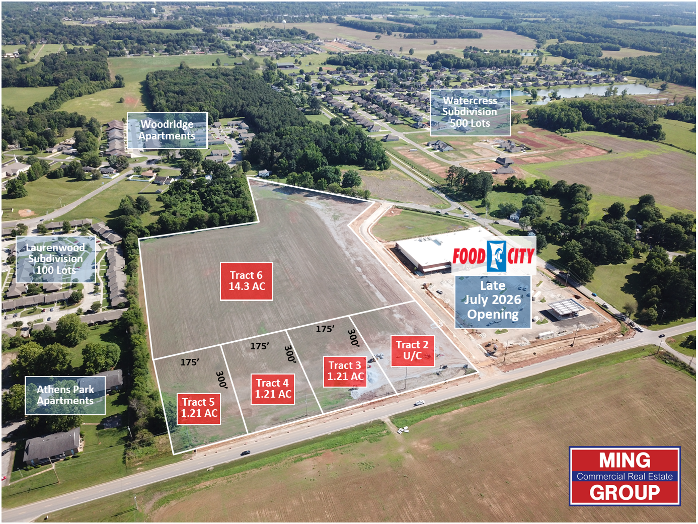 0 W Elm Street, Athens, AL for sale Aerial- Image 1 of 5