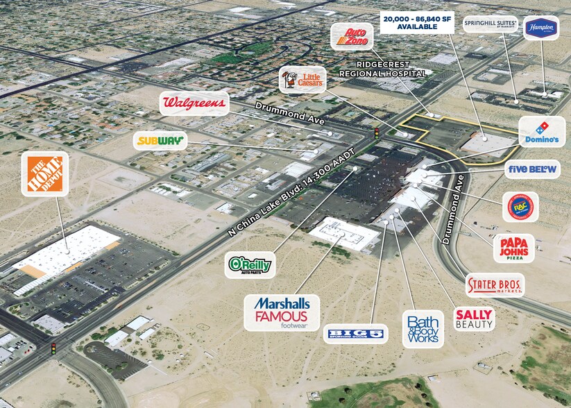910 N China Lake Blvd, Ridgecrest, CA à louer - Aérien - Image 2 de 2