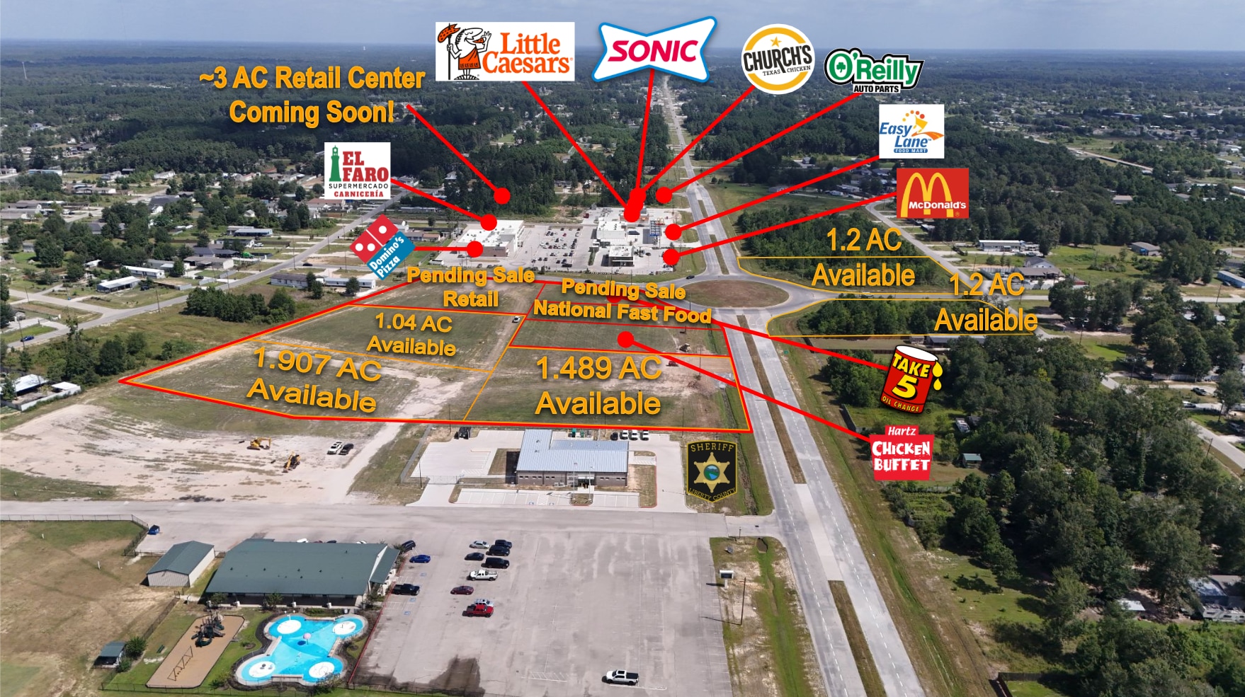 Commercial Corner- San Marcos & San Felipe, Cleveland, TX for sale Aerial- Image 1 of 19