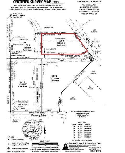 State Hwy 32, New Holstein, WI à vendre - Plan cadastral - Image 2 de 3