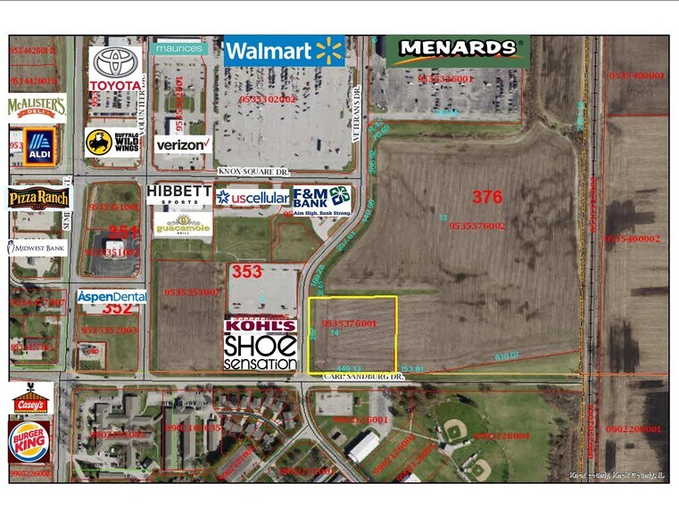 E. Carl Sandburg and Veterans Dr, Galesburg, IL for sale - Aerial - Image 2 of 3