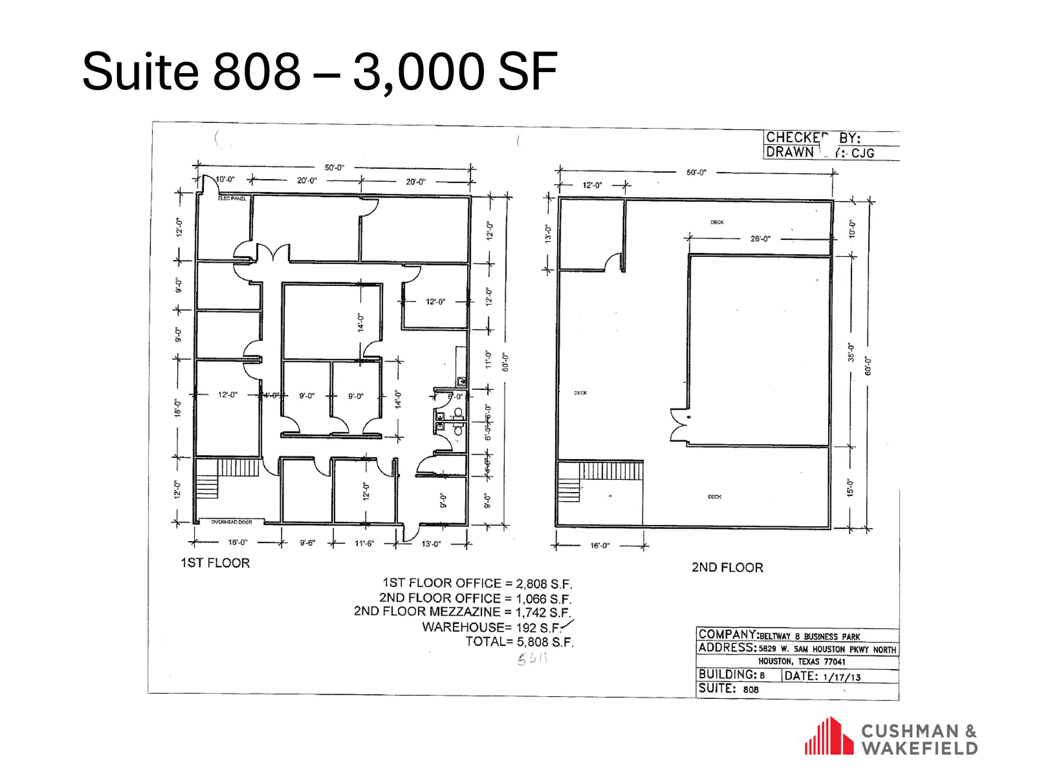 5829 W Sam Houston Pky N, Houston, TX à louer Plan d’étage- Image 1 de 1