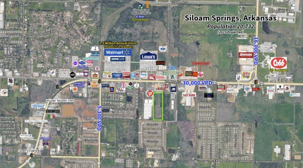 6.95 Acres US Hwy 412 E & Simon Sager Ave, Siloam Springs, AR à vendre - Aérien - Image 2 de 8