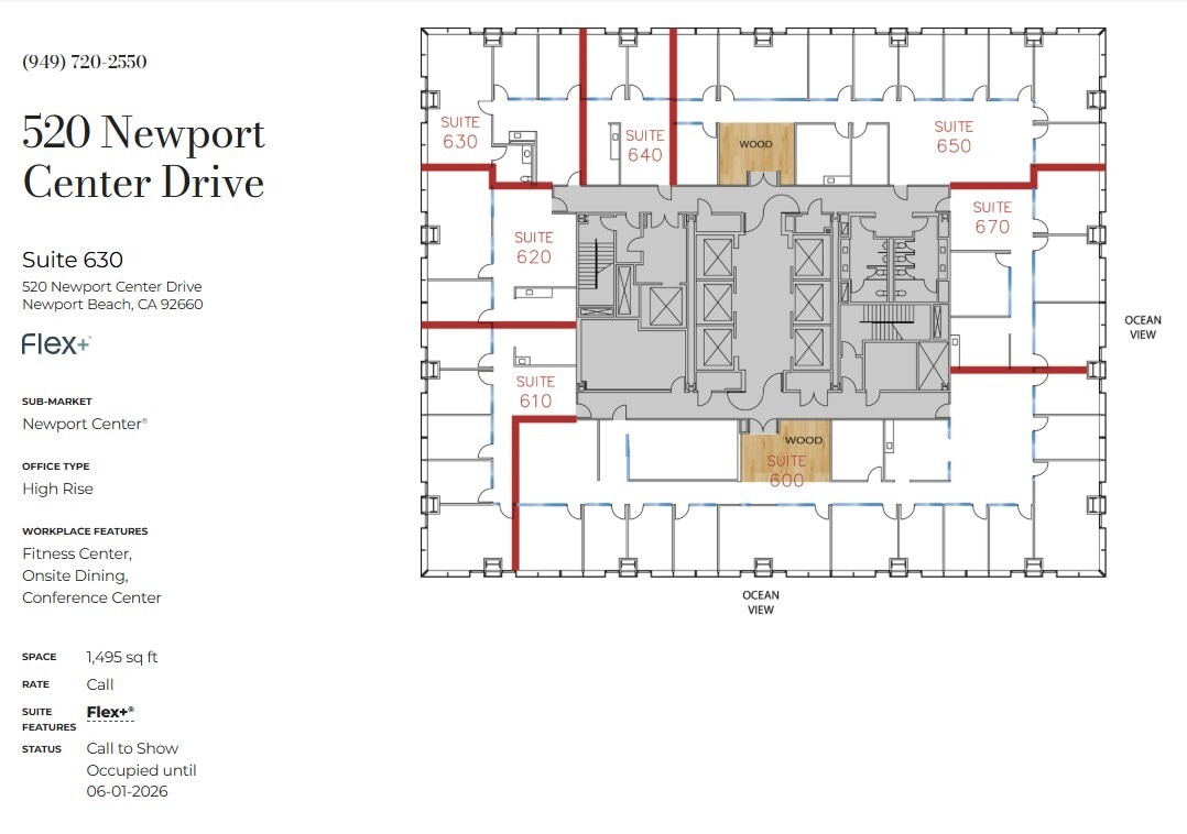 520 Newport Center Dr, Newport Beach, CA for lease Floor Plan- Image 1 of 2