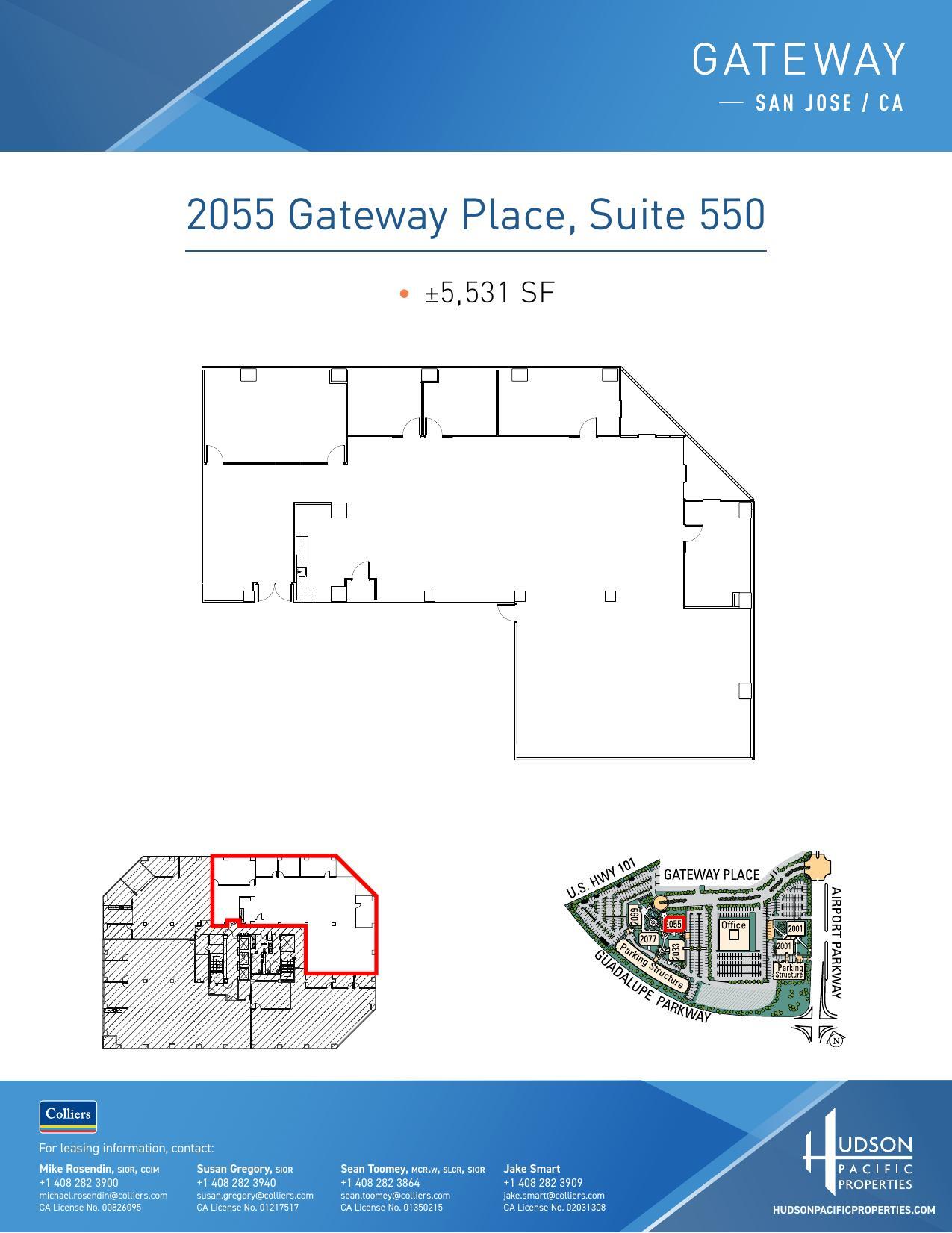 2033 Gateway Pl, San Jose, CA à louer Plan d’étage- Image 1 de 1