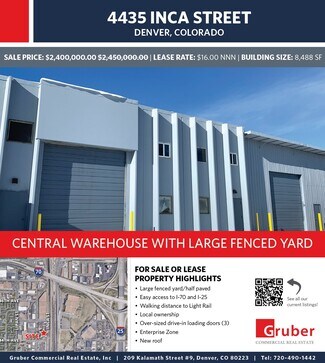 Plus de détails pour 4435 Inca St, Denver, CO - Industriel à louer