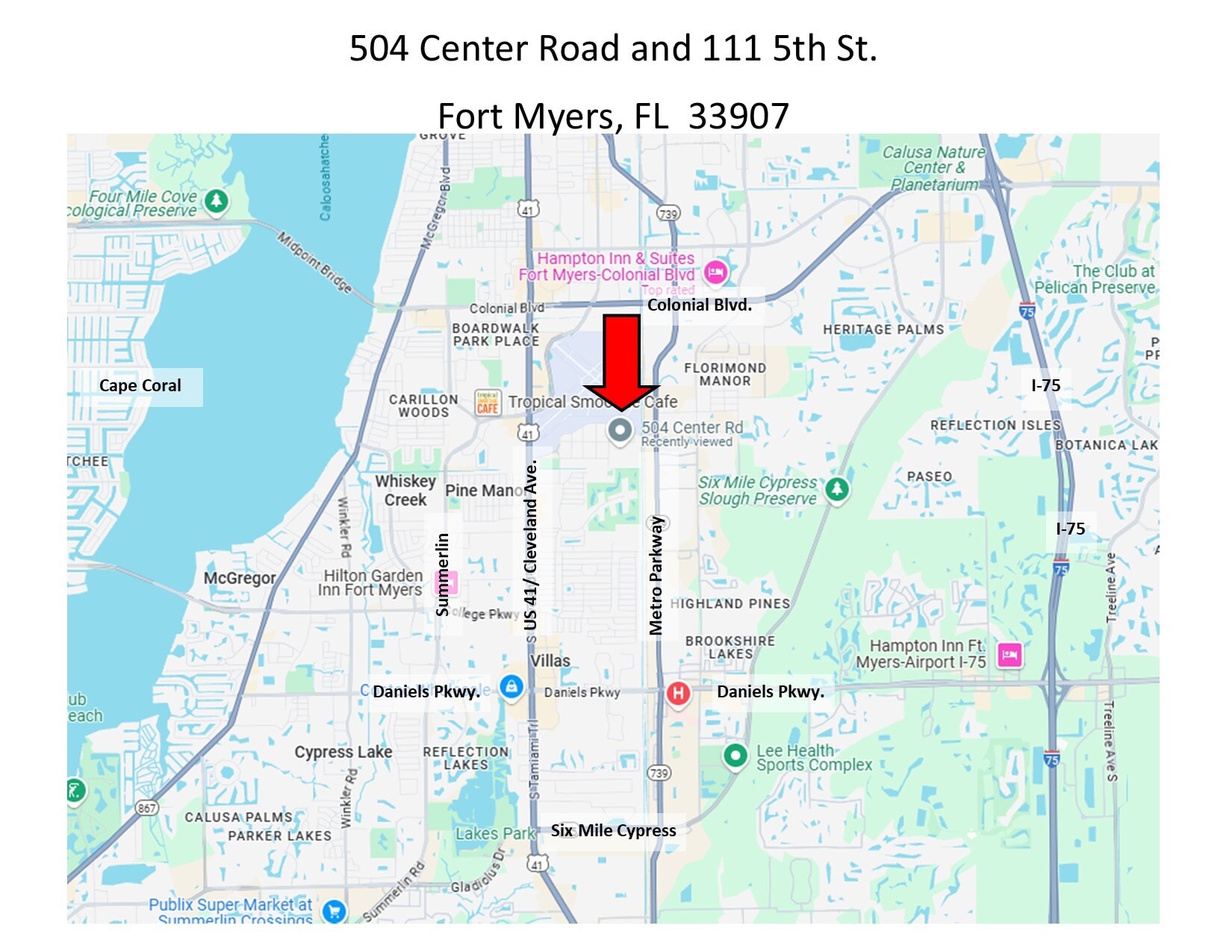 504 Center Rd, Fort Myers, FL for lease Map- Image 1 of 2
