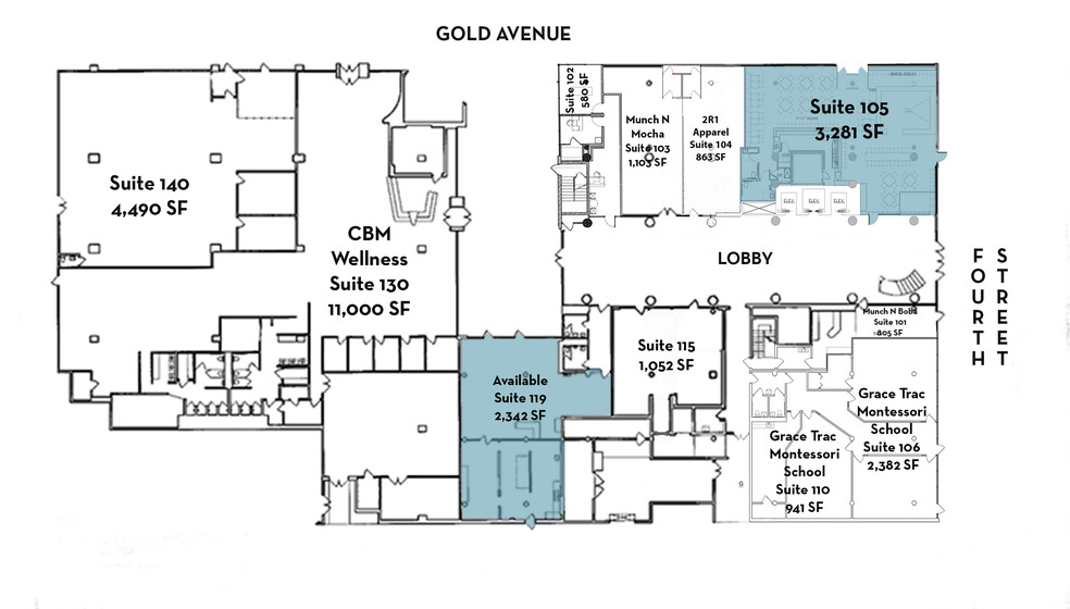 400 Gold Ave SW, Albuquerque, NM à louer - Plan d  tage - Image 2 de 11