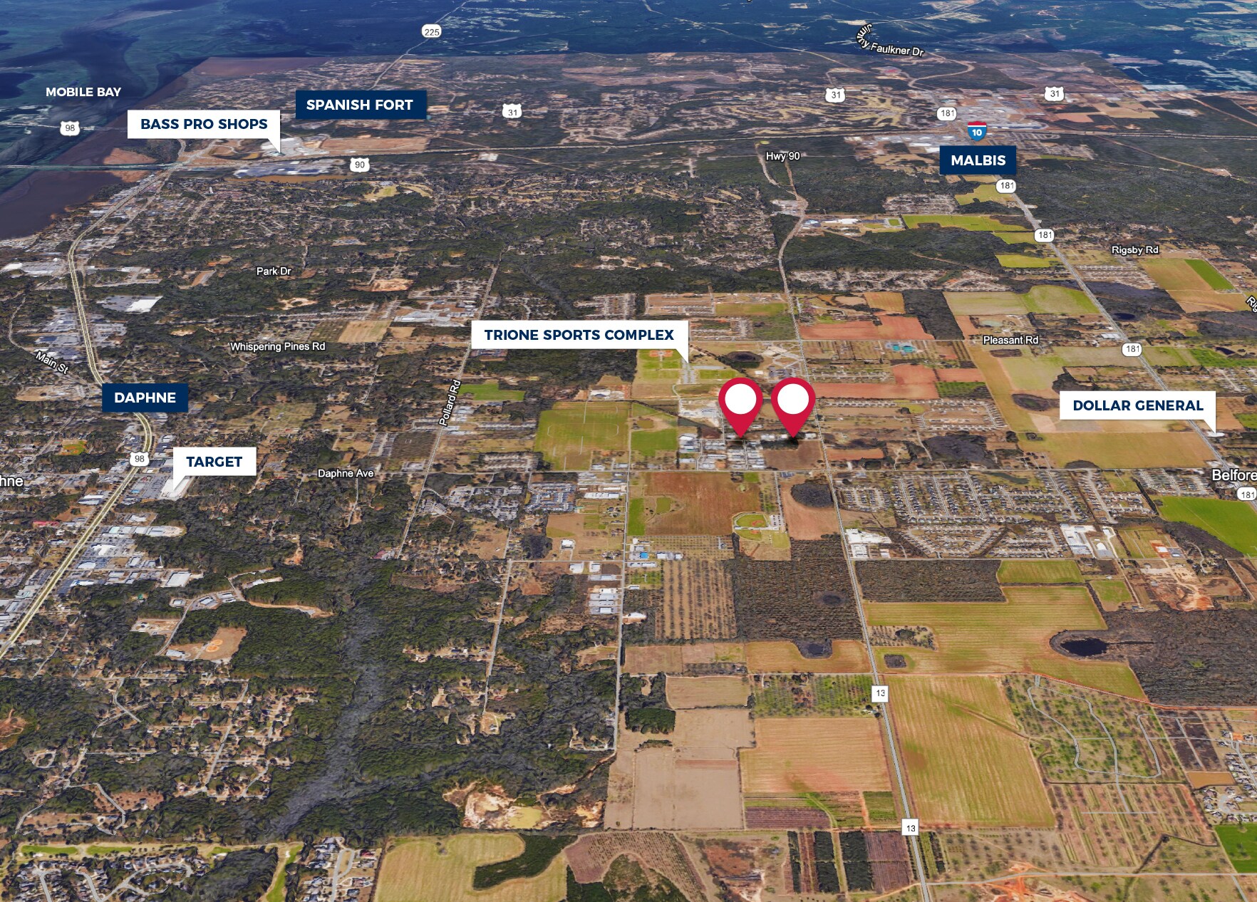 1851 Rand Ave, Daphne, AL for sale Aerial- Image 1 of 3