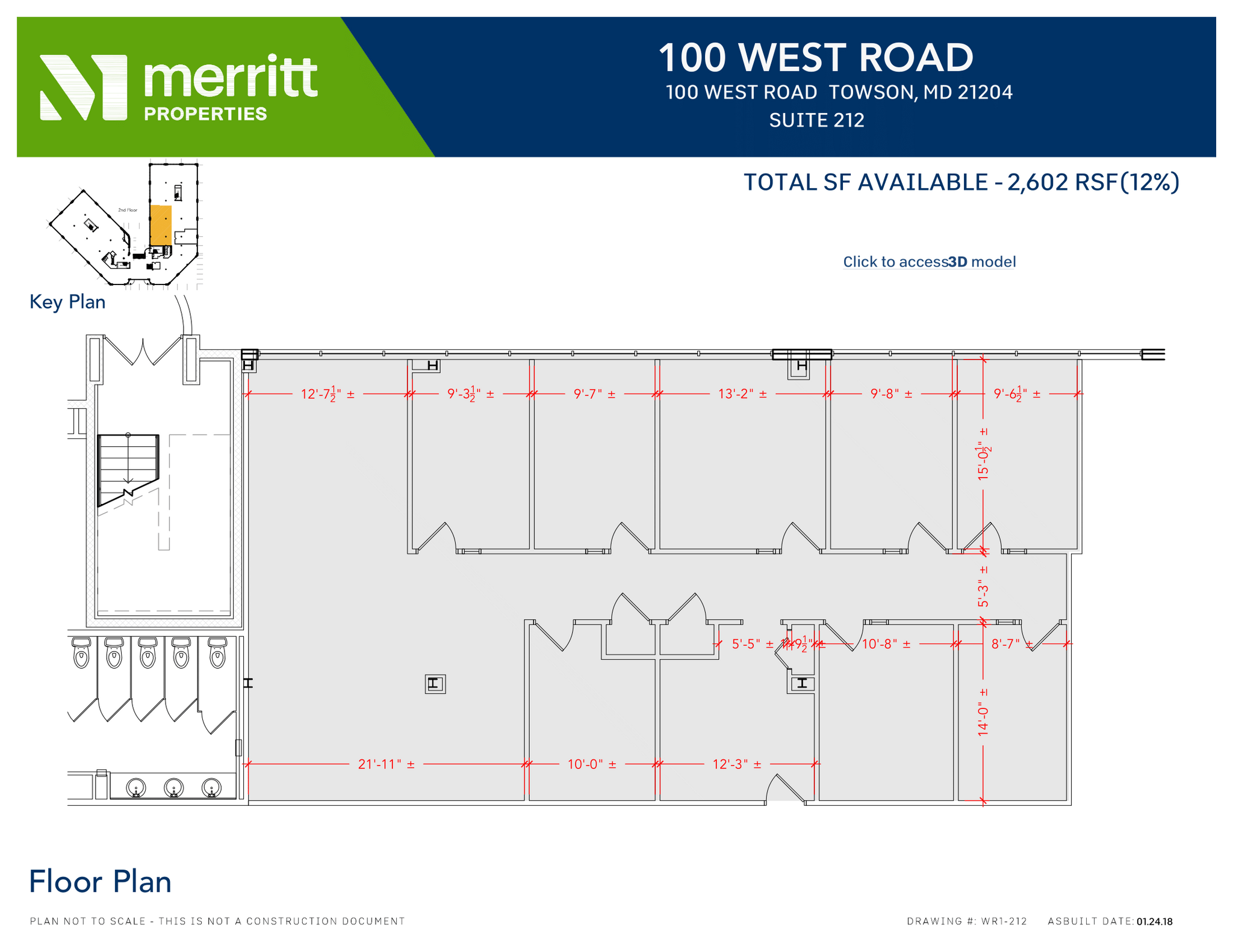 100 West Rd, Towson, MD à louer Plan d  tage- Image 1 de 1