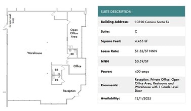 10340 Camino Santa Fe, San Diego, CA for lease Floor Plan- Image 2 of 3