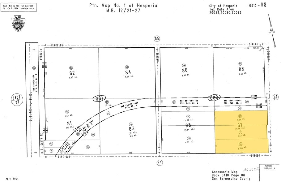 9780 E Ave, Hesperia, CA for sale - Plat Map - Image 2 of 19