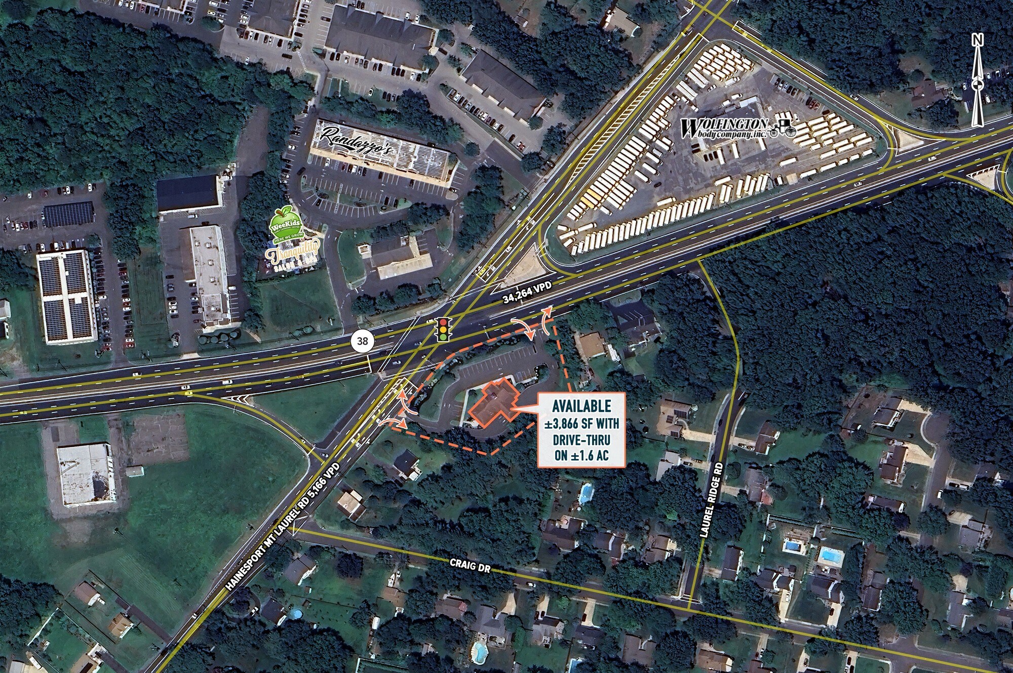 1302 Route 38, Hainesport, NJ for lease Aerial- Image 1 of 4