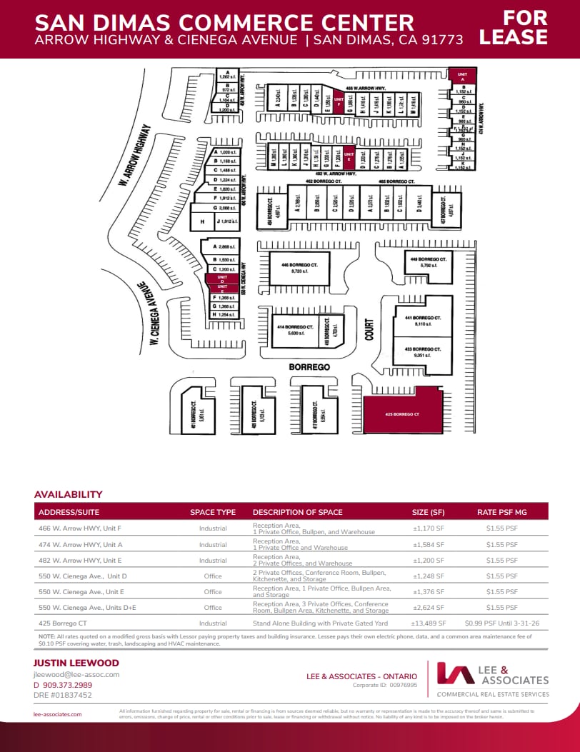 414-418 Borrego Ct, San Dimas, CA for lease Site Plan- Image 1 of 2