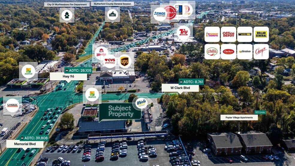208-210 W Clark Blvd, Murfreesboro, TN à vendre - Aérien - Image 2 de 3