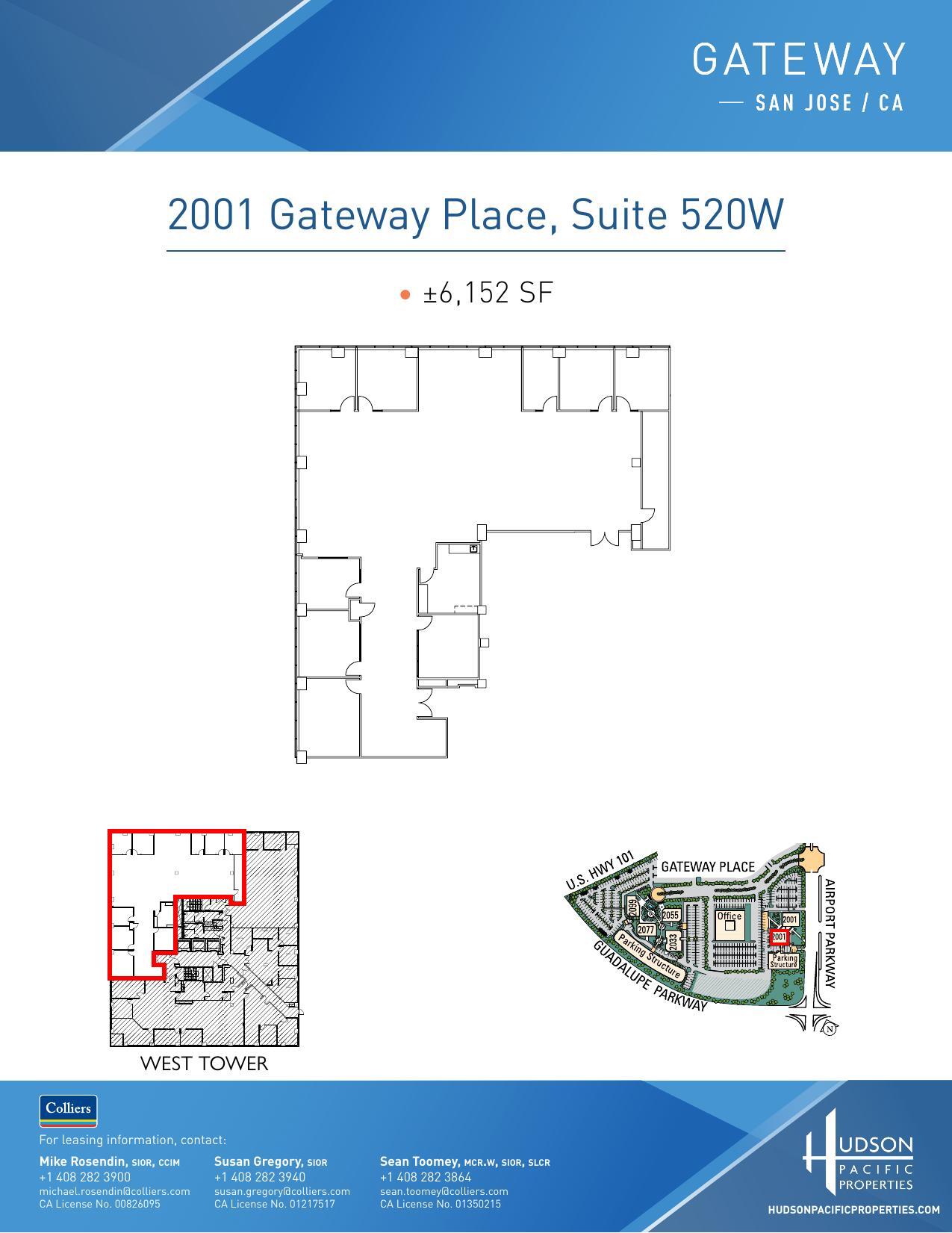 2033 Gateway Pl, San Jose, CA à louer Plan d’étage- Image 1 de 1