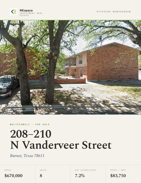 208-210 N Vanderveer St, Burnet, TX à vendre - Photo du bâtiment - Image 1 de 21