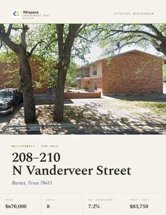 Plus de détails pour 208-210 N Vanderveer St, Burnet, TX - Multi-résidentiel à vendre
