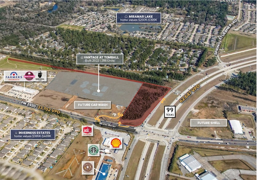 Hard Corner of FM 2920 and Grand Parkway, Tomball, TX à vendre - Aérien - Image 2 de 4