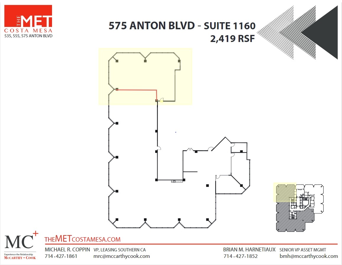 535-575 Anton Blvd, Costa Mesa, CA à louer Plan d  tage- Image 1 de 1