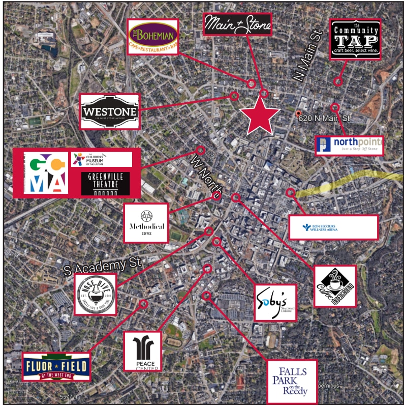 620 N Main St, Greenville, SC à louer Aérien- Image 1 de 2