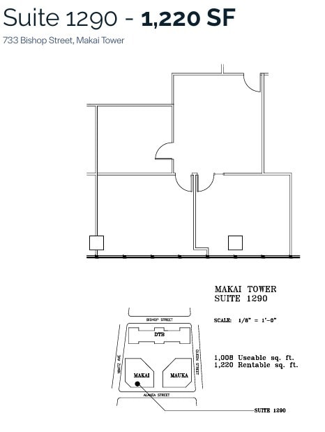 733 Bishop St, Honolulu, HI à louer Plan d’étage- Image 1 de 1