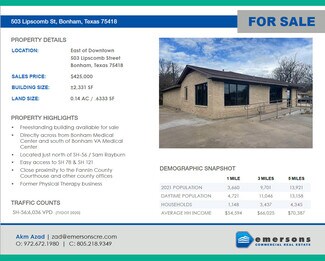 Plus de détails pour 503 Lipscomb St, Bonham, TX - Bureau à vendre