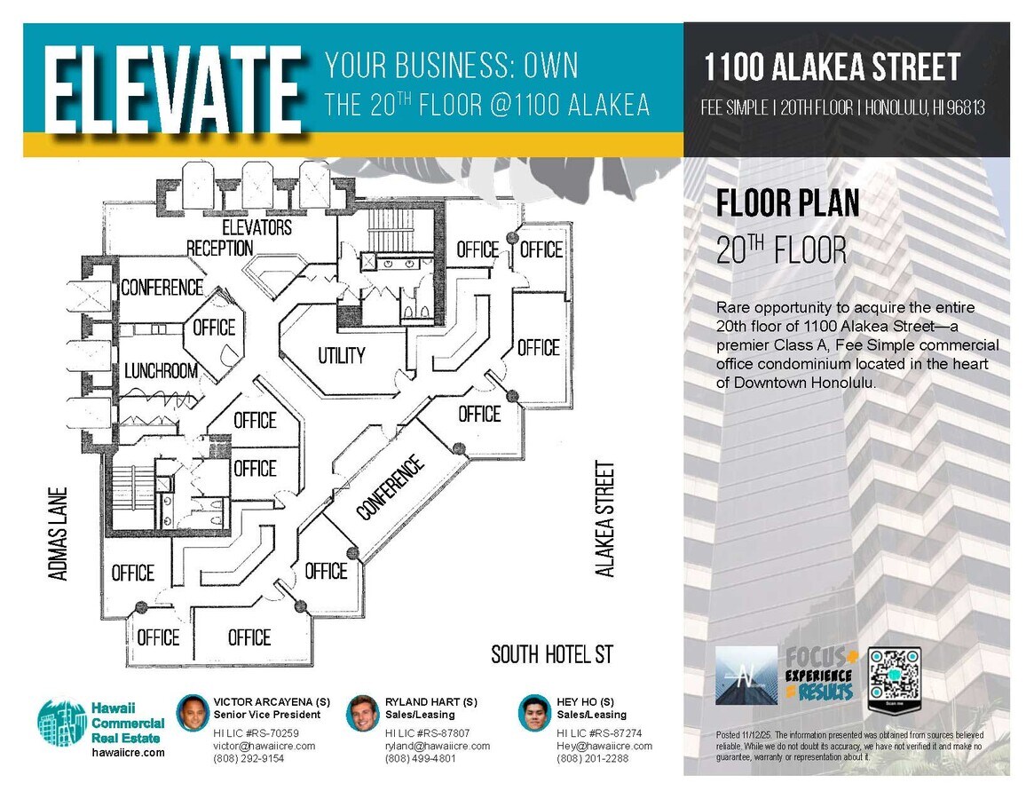 1100 Alakea St, Honolulu, HI 96813 - Unit Full Floor - - Floor Plan - Image 1 of 4