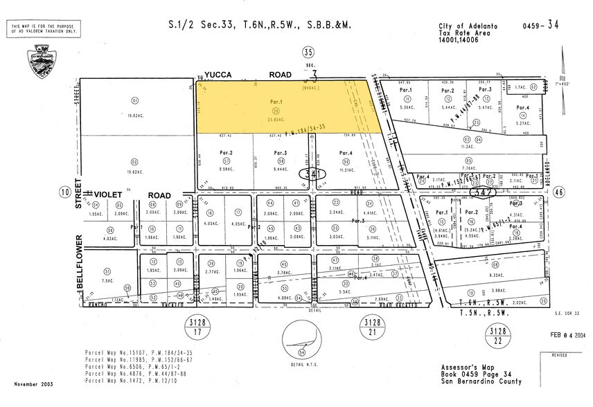 Yucca Rd & Hwy 395 Hwy, Adelanto, CA à vendre - Plan cadastral - Image 2 de 2