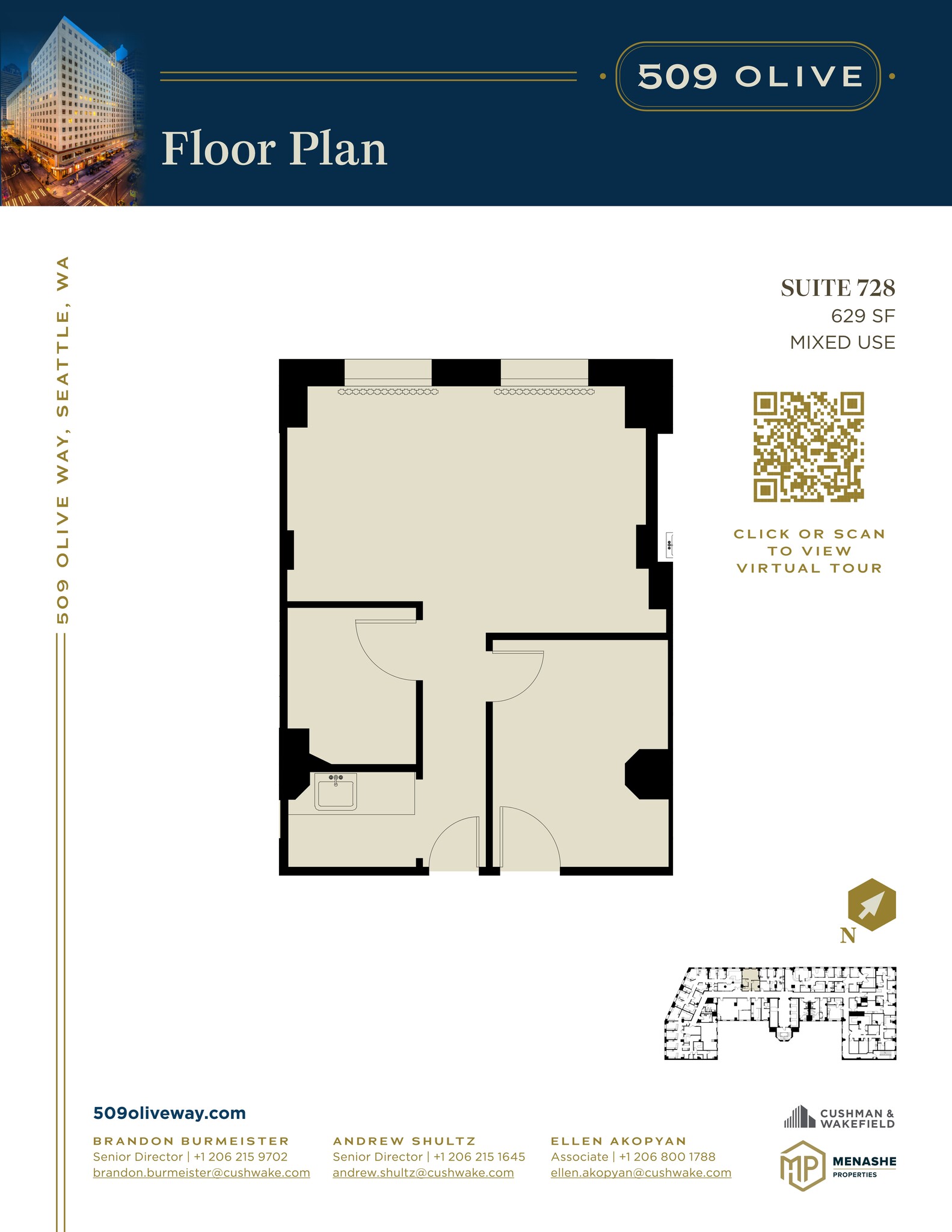 509 Olive Way, Seattle, WA à louer Plan de site- Image 1 de 1