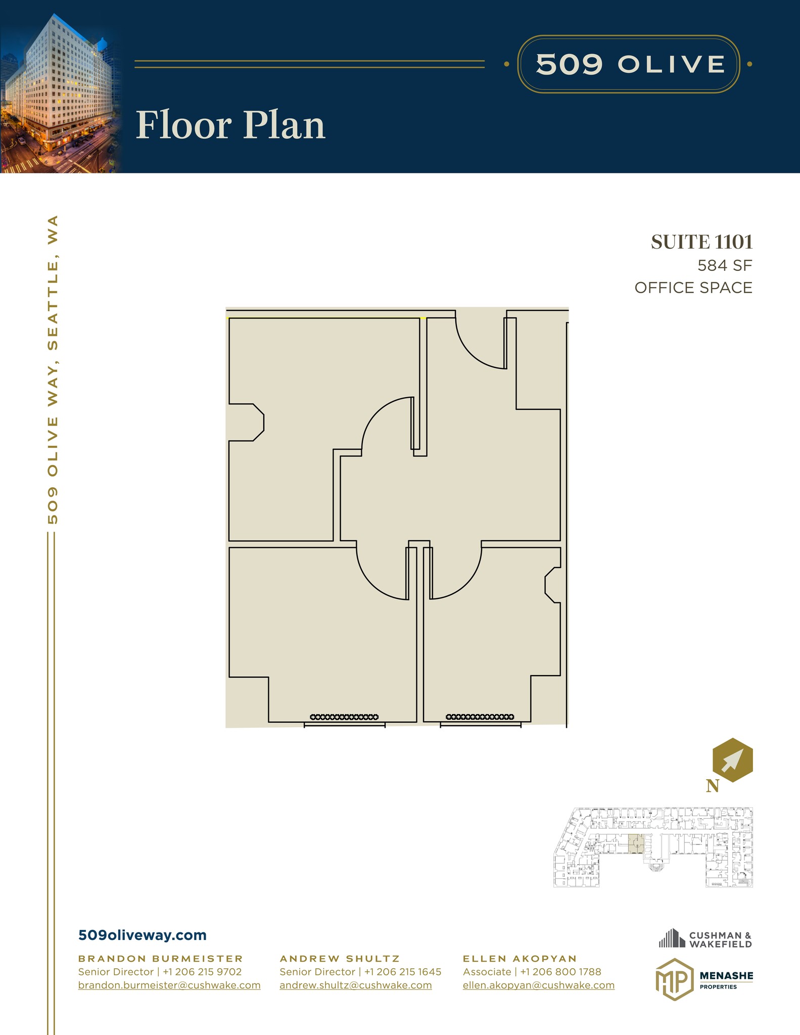 509 Olive Way, Seattle, WA à louer Plan de site- Image 1 de 1