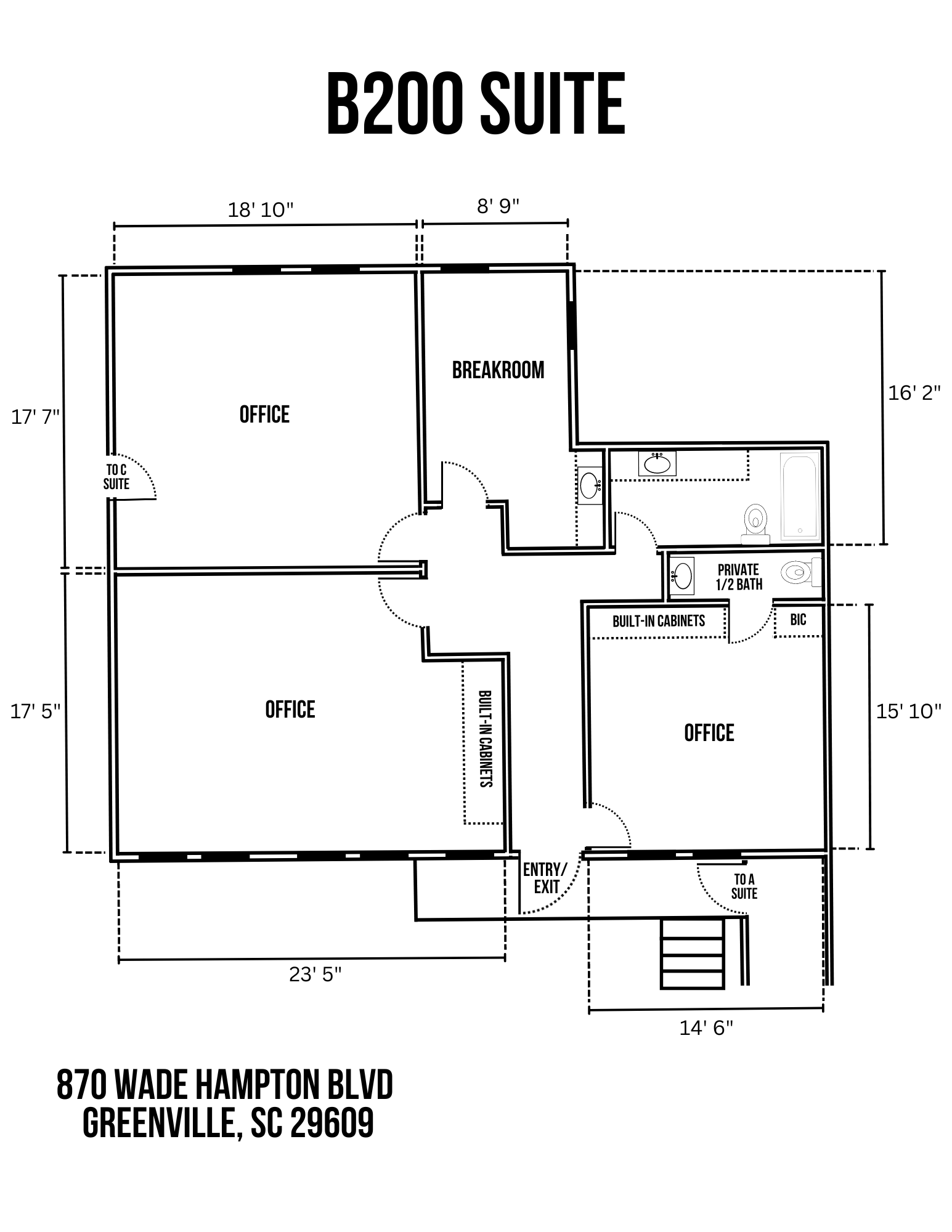 870 Wade Hampton Blvd, Greenville, SC à louer Plan d  tage- Image 1 de 2