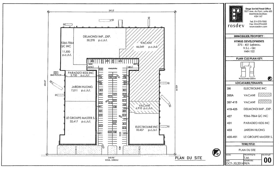 373-451 Boul Lebeau, Montréal, QC for lease - Site Plan - Image 2 of 7