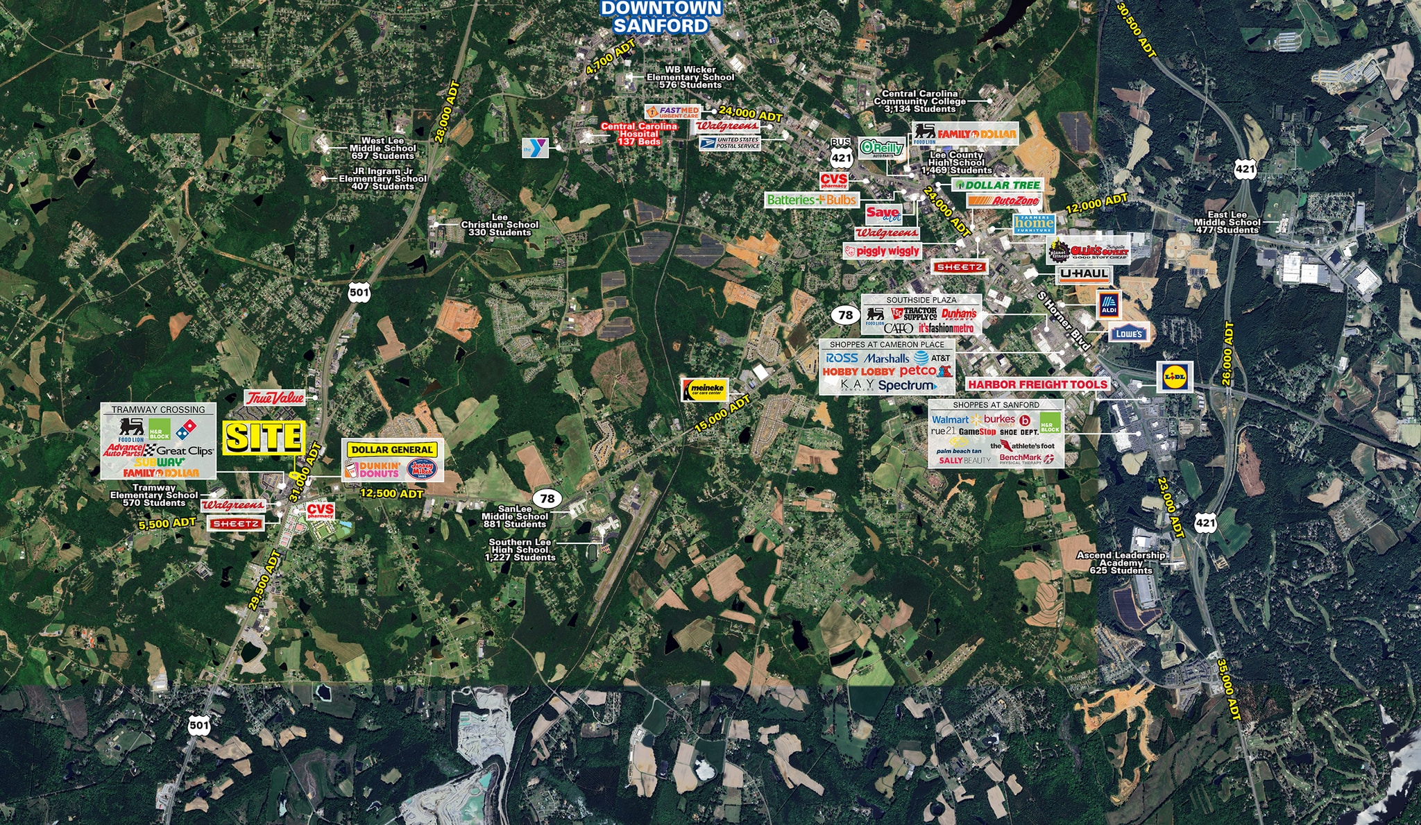 2220 Jefferson Davis hwy, Sanford, NC à louer Aérien- Image 1 de 4