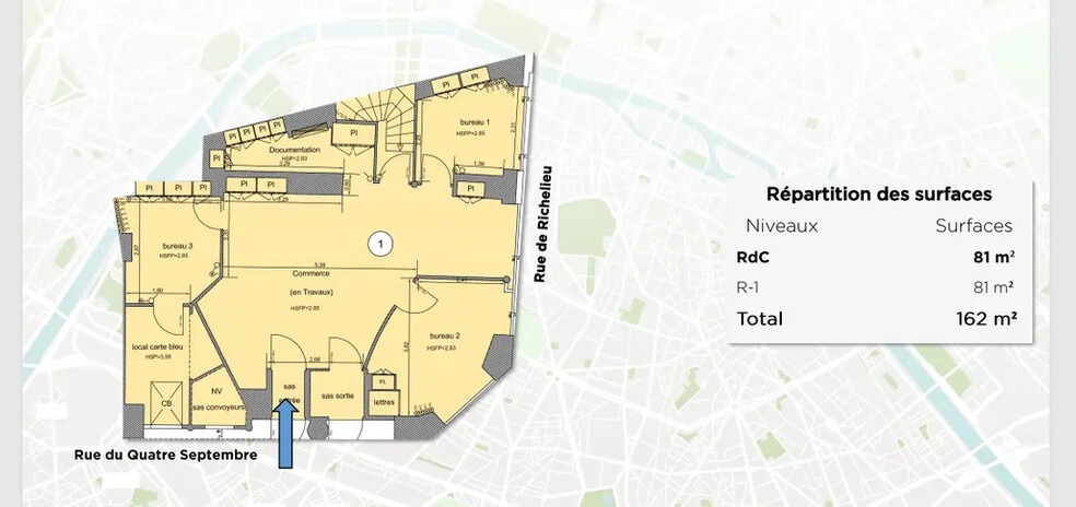 3 Rue Du Quatre Septembre, Paris à louer - Plan d’étage - Image 2 de 3