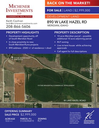More details for 890 W Lake Hazel Rd, Meridian, ID - Land for Sale