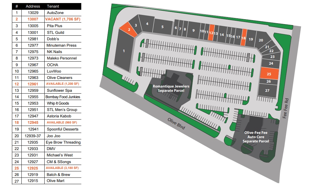 12915-13029 Olive Blvd, Creve Coeur, MO for lease Site Plan- Image 1 of 1