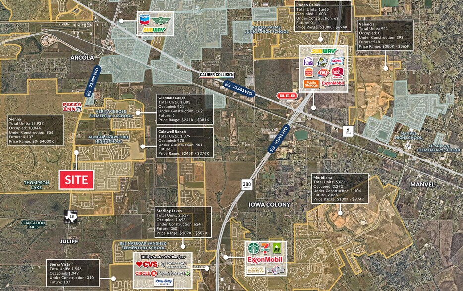 NEC of Caldwell Ranch Blvd & F.M. 521, Arcola, TX à vendre - Aérien - Image 2 de 3