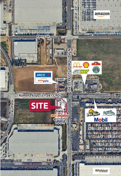 SWC Ramona Expressway & N Perris Blvd., Perris, CA for lease - Aerial - Image 3 of 3