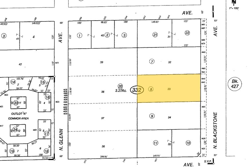 4643-4645 N Blackstone Ave, Fresno, CA for lease - Plat Map - Image 2 of 3