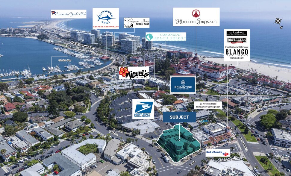 1033 B Ave, Coronado, CA for lease - Aerial - Image 2 of 11