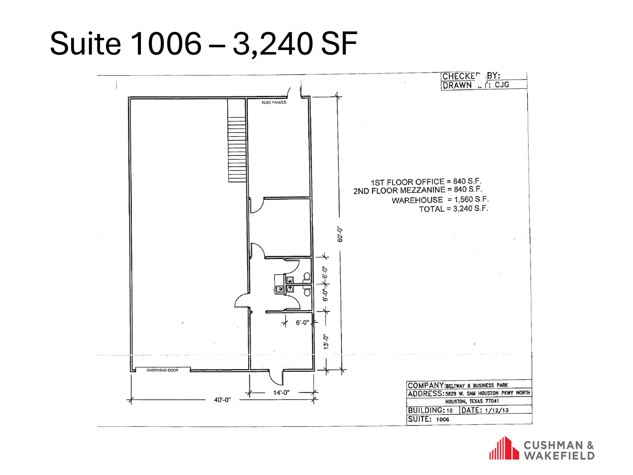 5829 W Sam Houston Pky N, Houston, TX à louer Plan d’étage- Image 1 de 1
